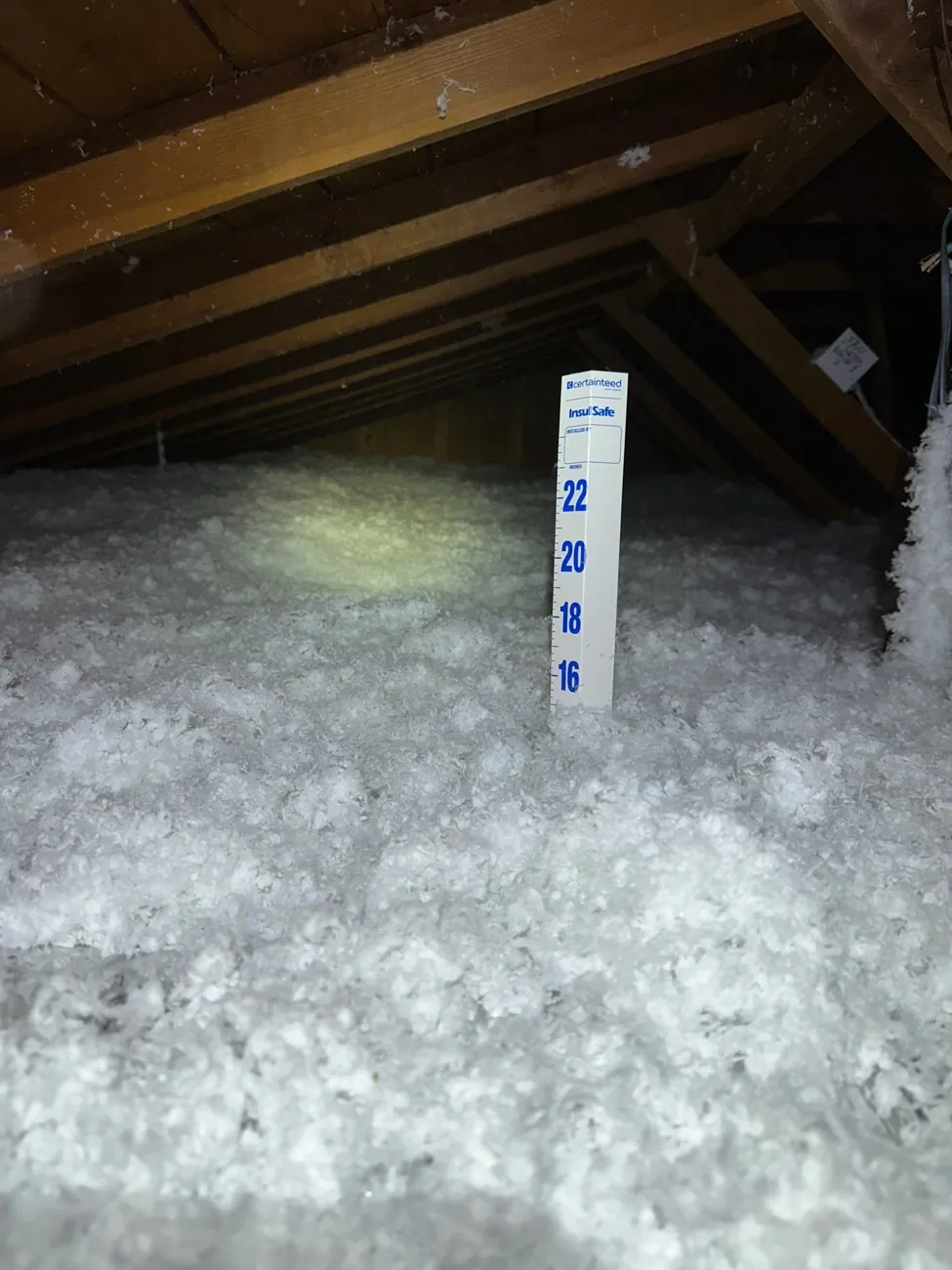 Attic insulation after installation