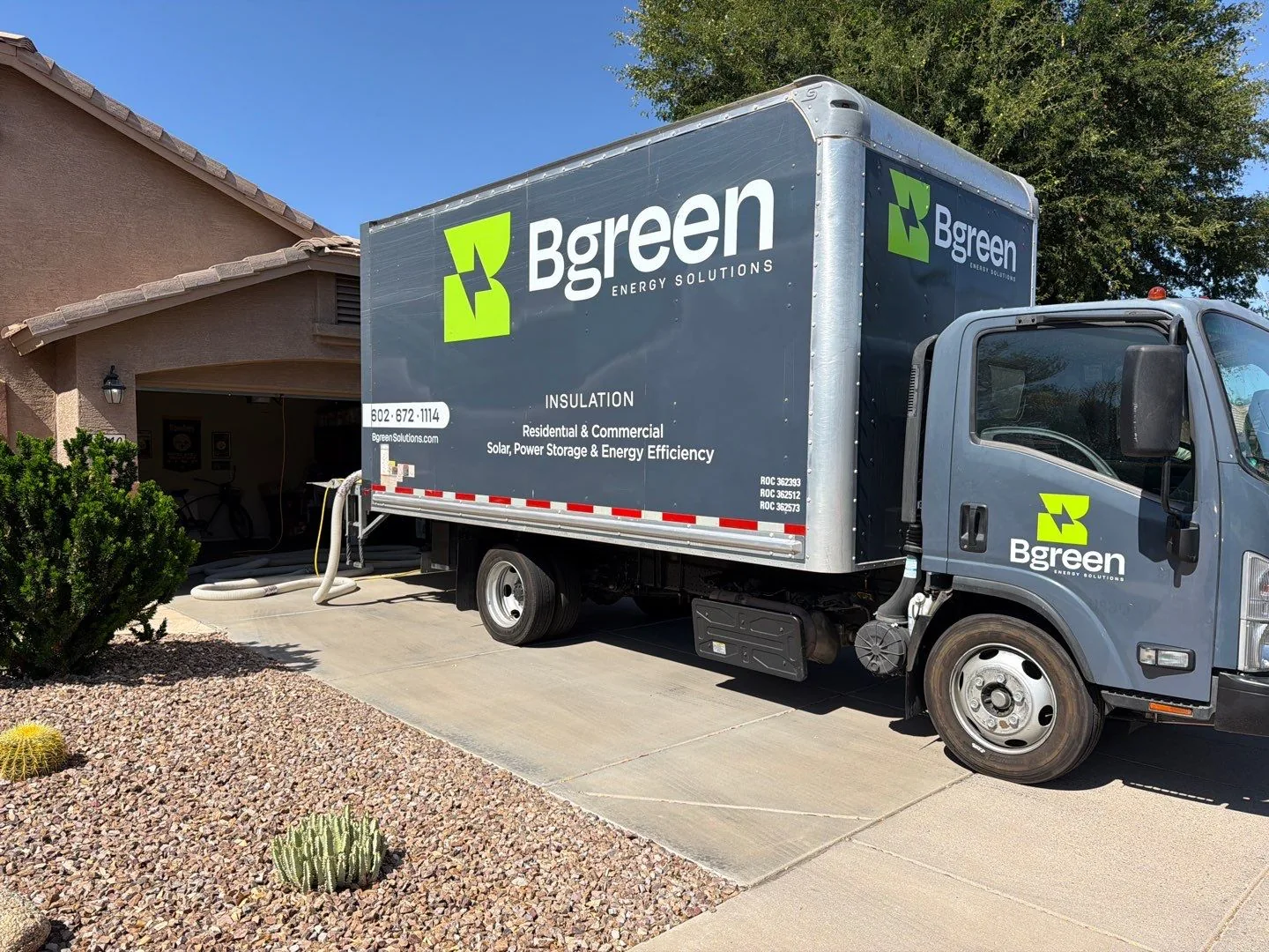 Bgreen truck on a local job